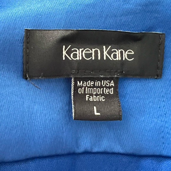 Karen Kane Elegant Blue Satin like Women's Blouse - Picture 3 of 8